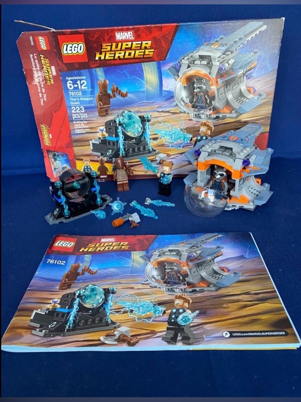 LEGO Marvel 76102 Thor's Weapon Quest With Box & Manual - Missing 1 Power Burst